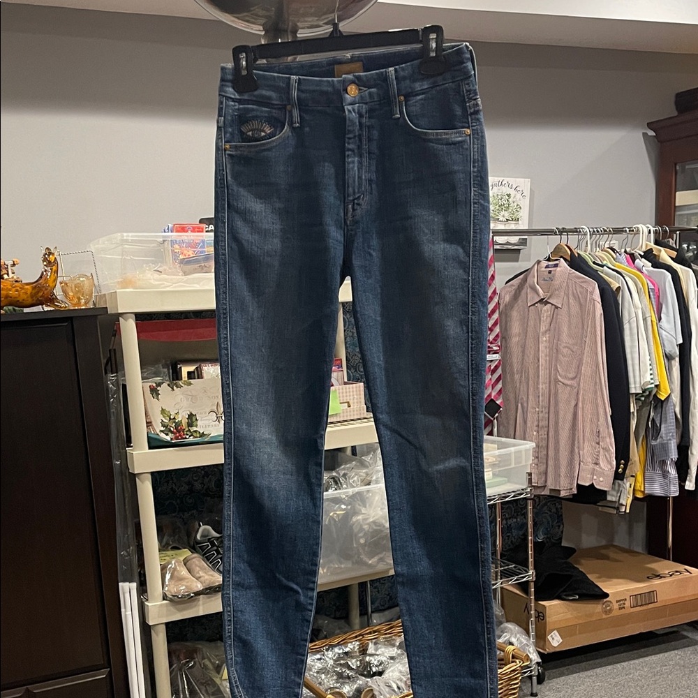 Mother Denim High Waisted Double Looker Ankle Fray, skinny jeans Size 26 - Picture 3 of 9